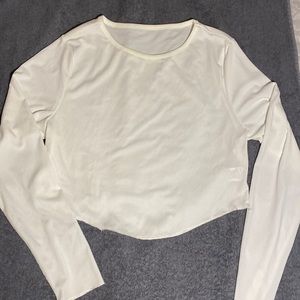 White LS Crop Top